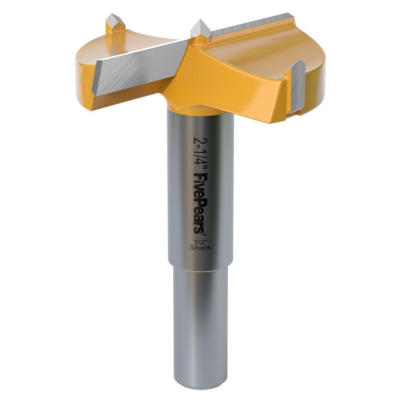 FIVEPEARS Forstner Drill Bit 1/2 inch Shank, 2-1/4 inch Cutting Diameter, Carbide Tipped Wood Hole Saw Auger Opener, Hole Opener Hinge Hole Cutter for Woodworking, Plastic, Plywood Products - Image 2